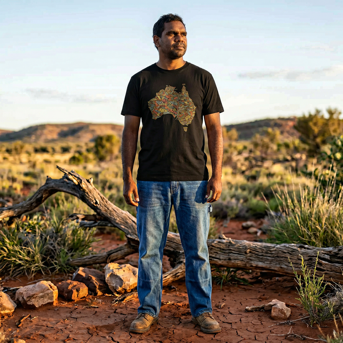 Australian Aboriginal language group print, short sleeve T-shirt