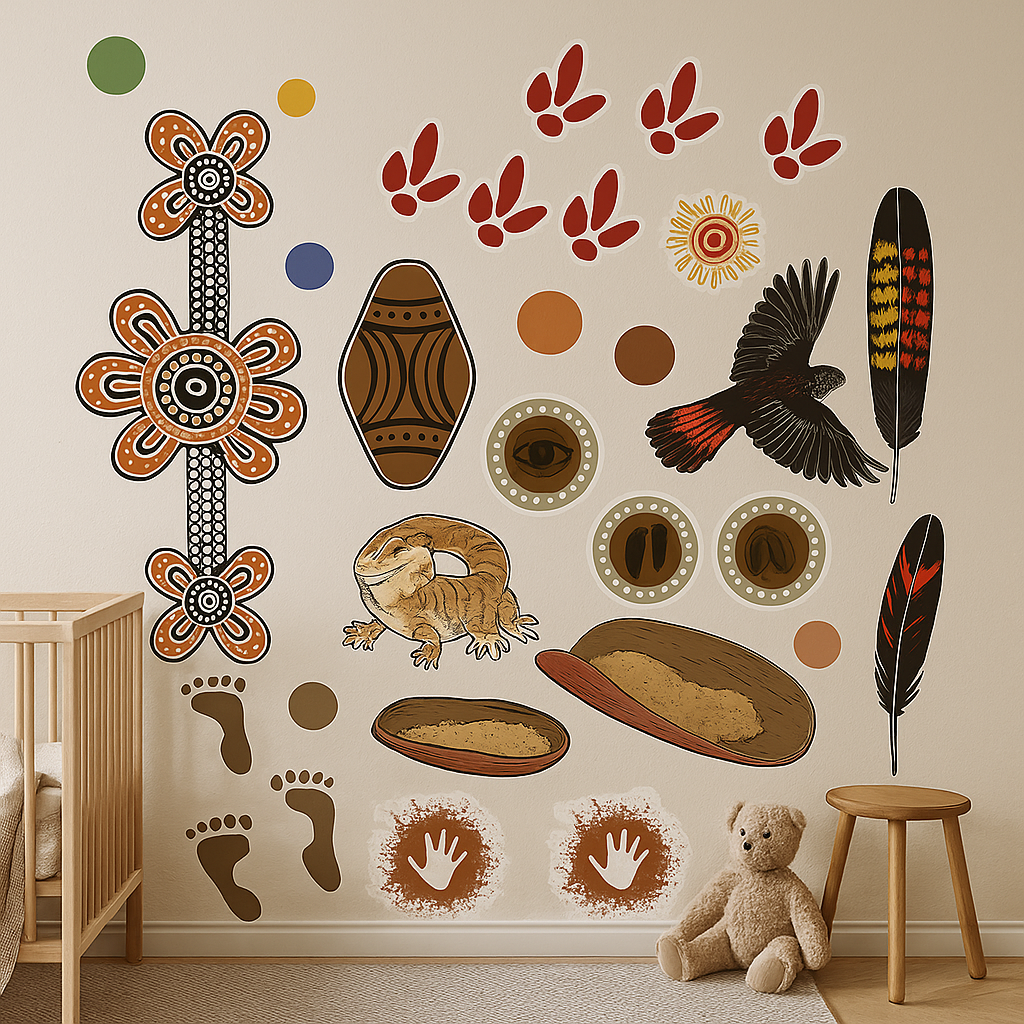 Mixed Aboriginal art and Symbols decals