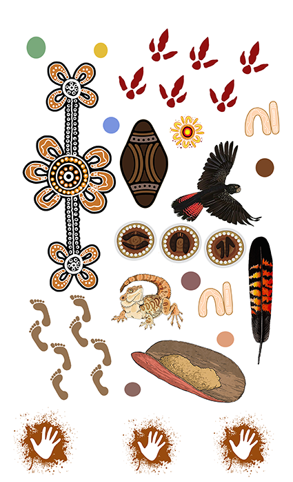 Mixed Aboriginal art and Symbols decals