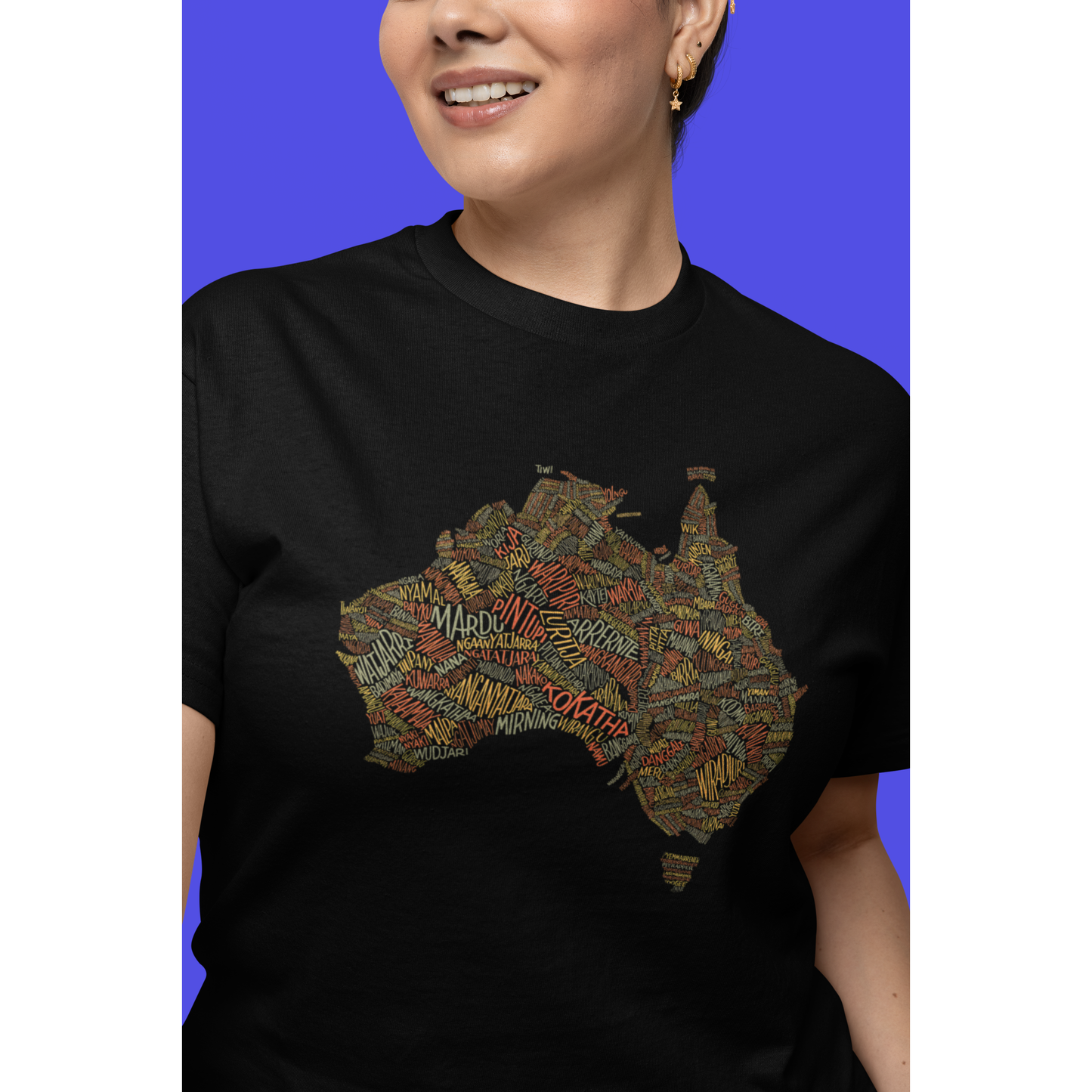 Australian Aboriginal language group print, short sleeve T-shirt