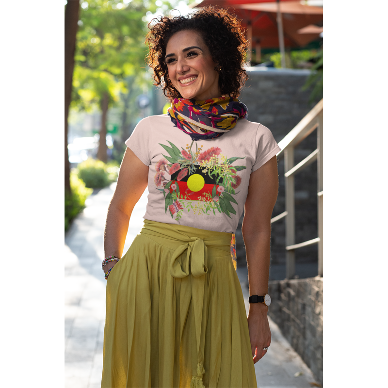 Aboriginal Flag Flower T-Shirt
