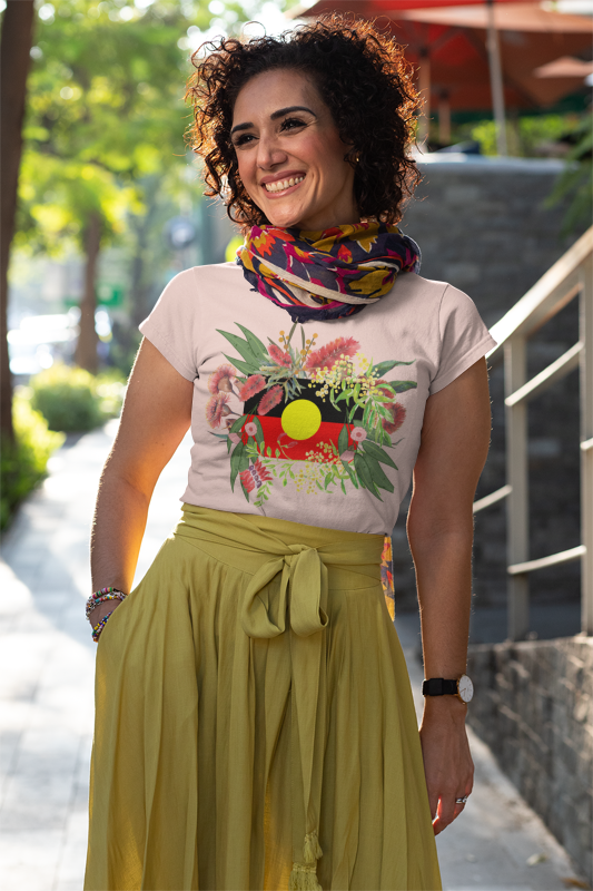 Aboriginal Flag Flower T-Shirt